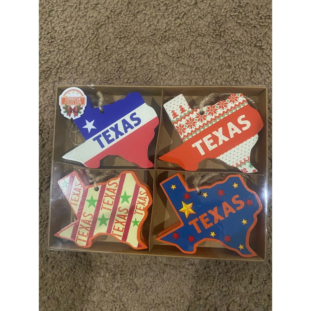 Multicolor Lonestar Collection Texas Wood Christmas Ornaments 4pk
